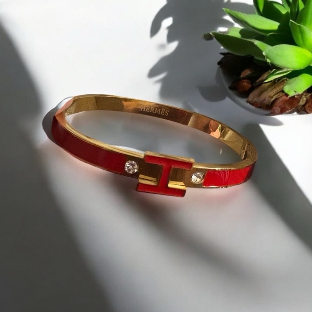 Cuff Bangle H Nanogram Bracelet Gold